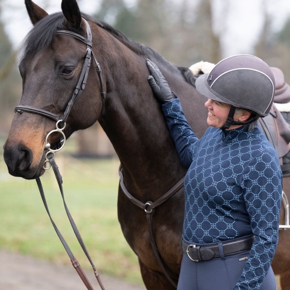 Kerrits Activewear Stable Temp Merino Wool Quarter Zip Top Size SBLACK BIT LINKS - Picture 4 of 11